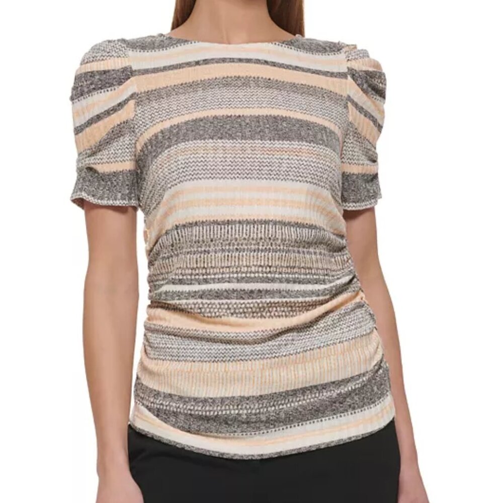 DKNY Striped Puff Sleeve Blouse (NWT)
